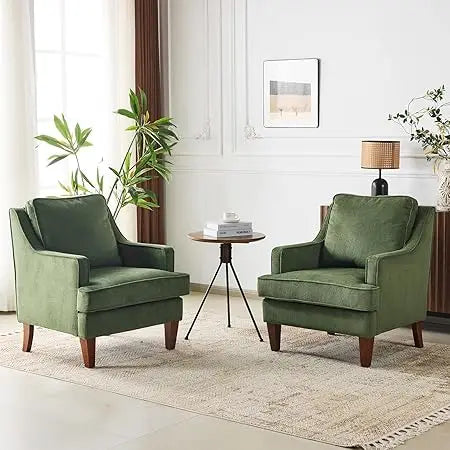 Mid Century Accent Chairs Set of 2 Upholstered Armchair Living Room