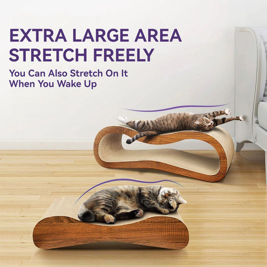 2 in 1 Cat Scratcher Lounge Bed Durable Cardboard Prevents Furniture Damage