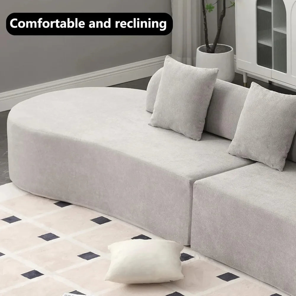 Luxurious Modern Sectional Sofa 4-Seater Living Room Couch with Pillows
