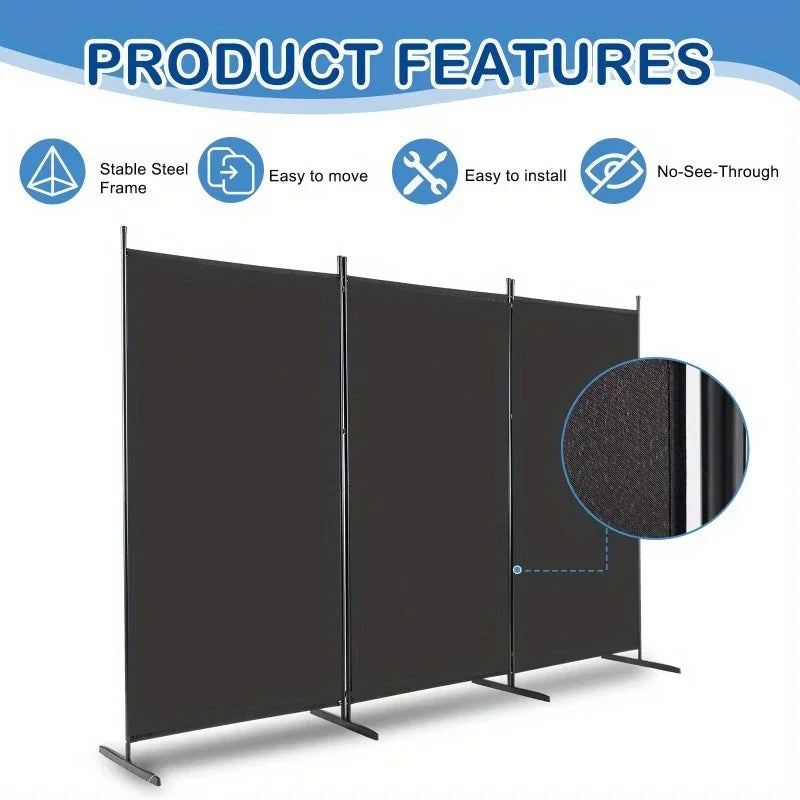 3 Panel Room Divider Folding Privacy Screen Wall Partition for Home Office