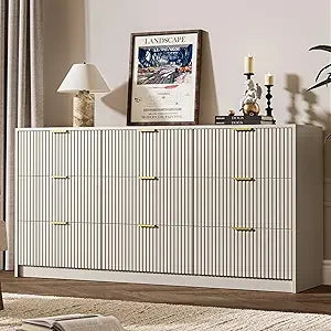 Black Dresser 9 Drawer Modern Chest of Drawers for Bedroom Living Room