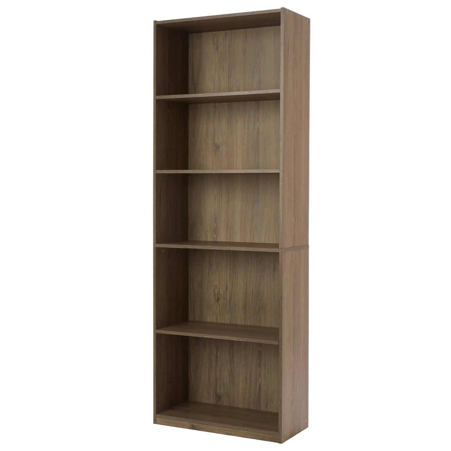5 Shelf Bookcase Adjustable Shelves Sturdy Canyon Walnut Storage