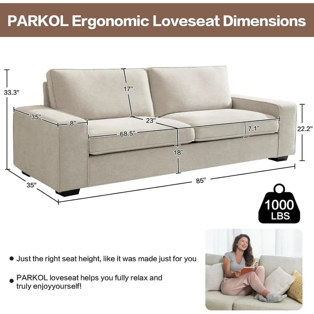 Ljustra 88" Modern Loveseat Sofa 3 Seater Couch Washable Cushion Covers