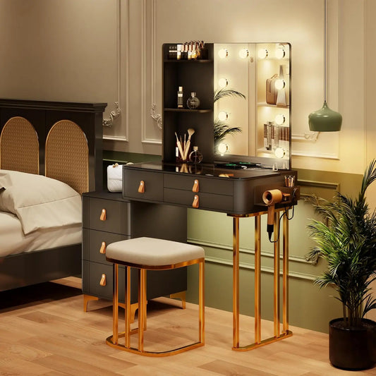Makeup Vanity with Lights 10 Bulbs 3 Modes Storage Dresser Table