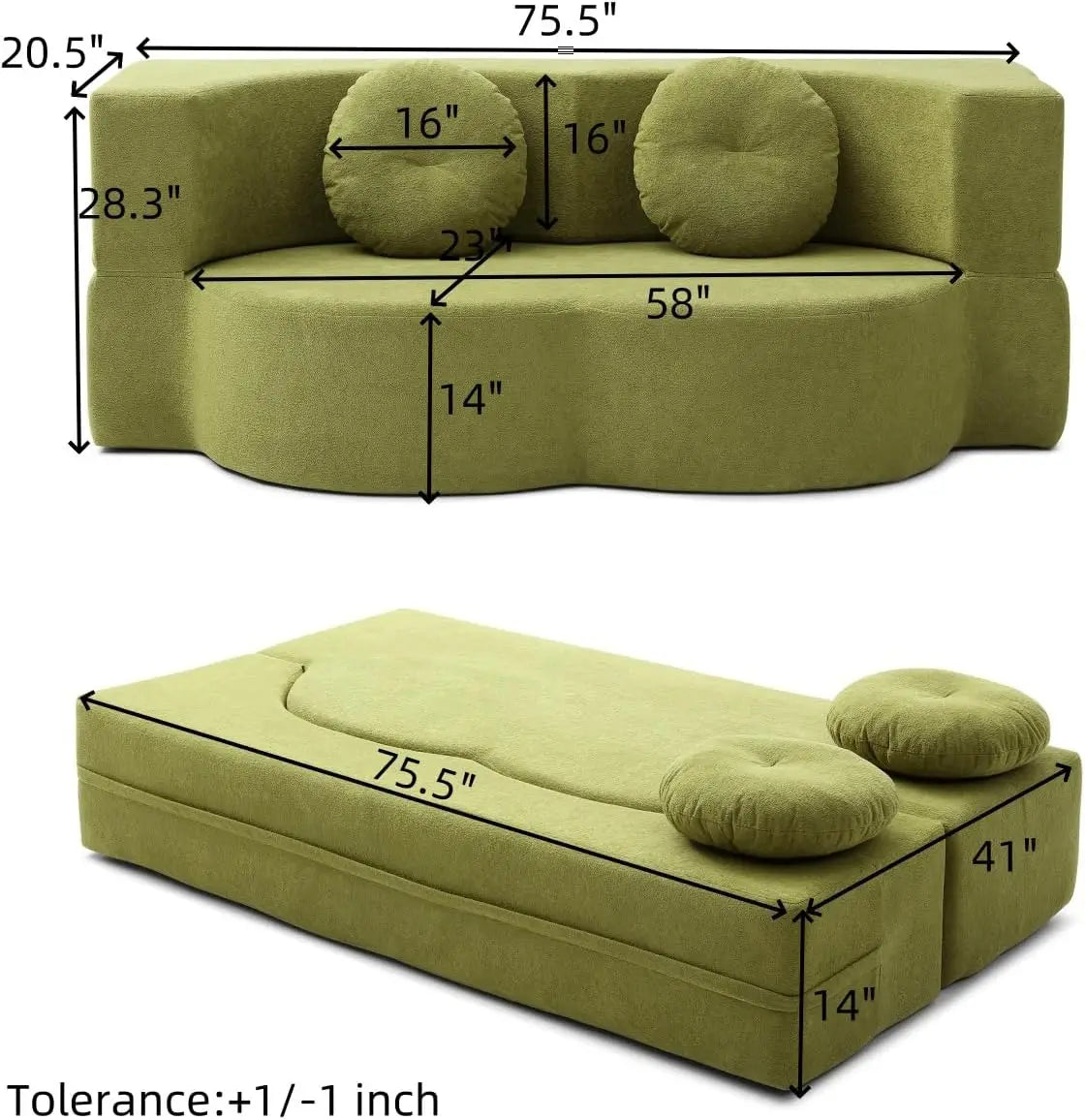 Ljustra Convertible Folding Sofa Bed Memory Foam Sleeper Couch