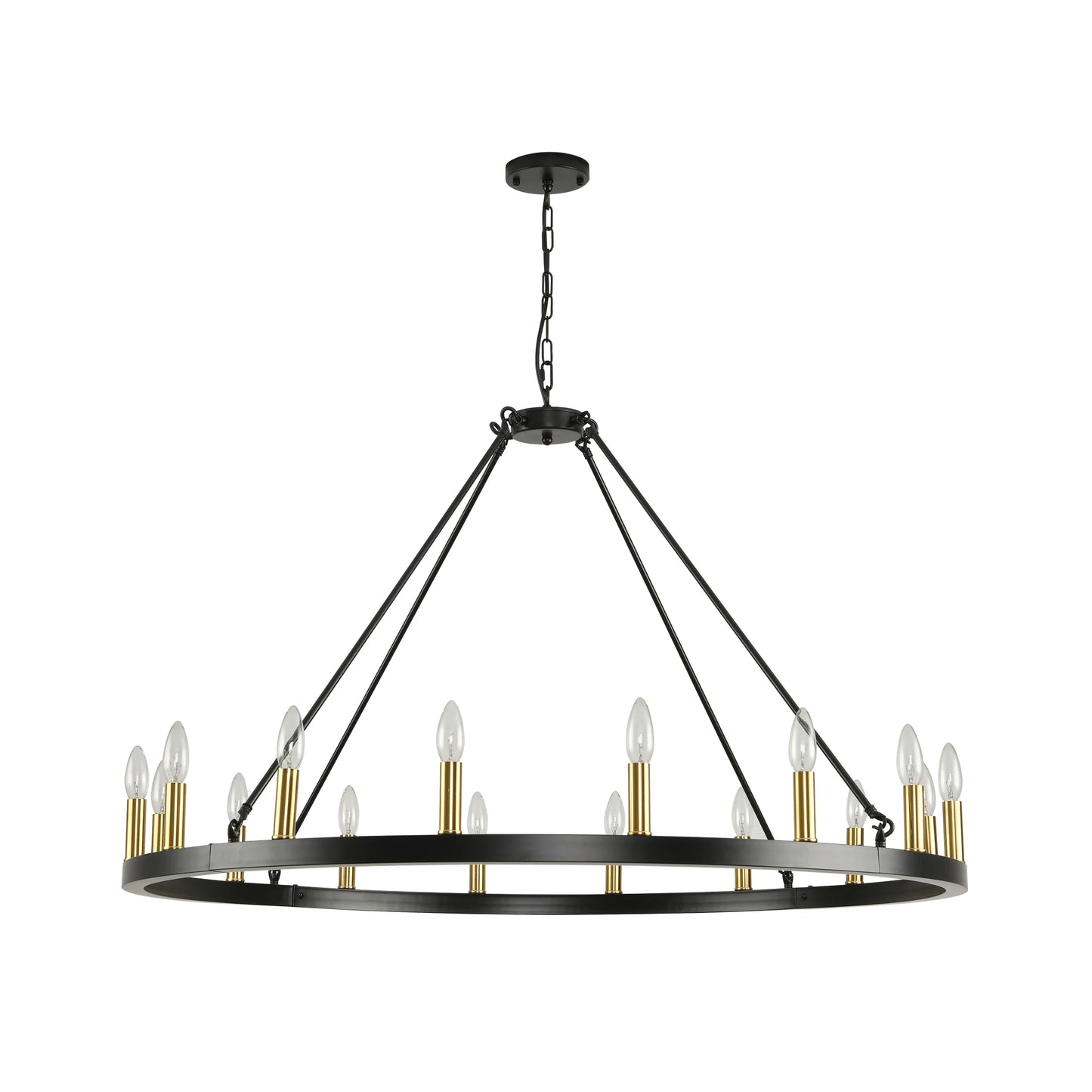 16-Light Wagon Wheel Chandelier Modern Rustic Pendant Light for Home