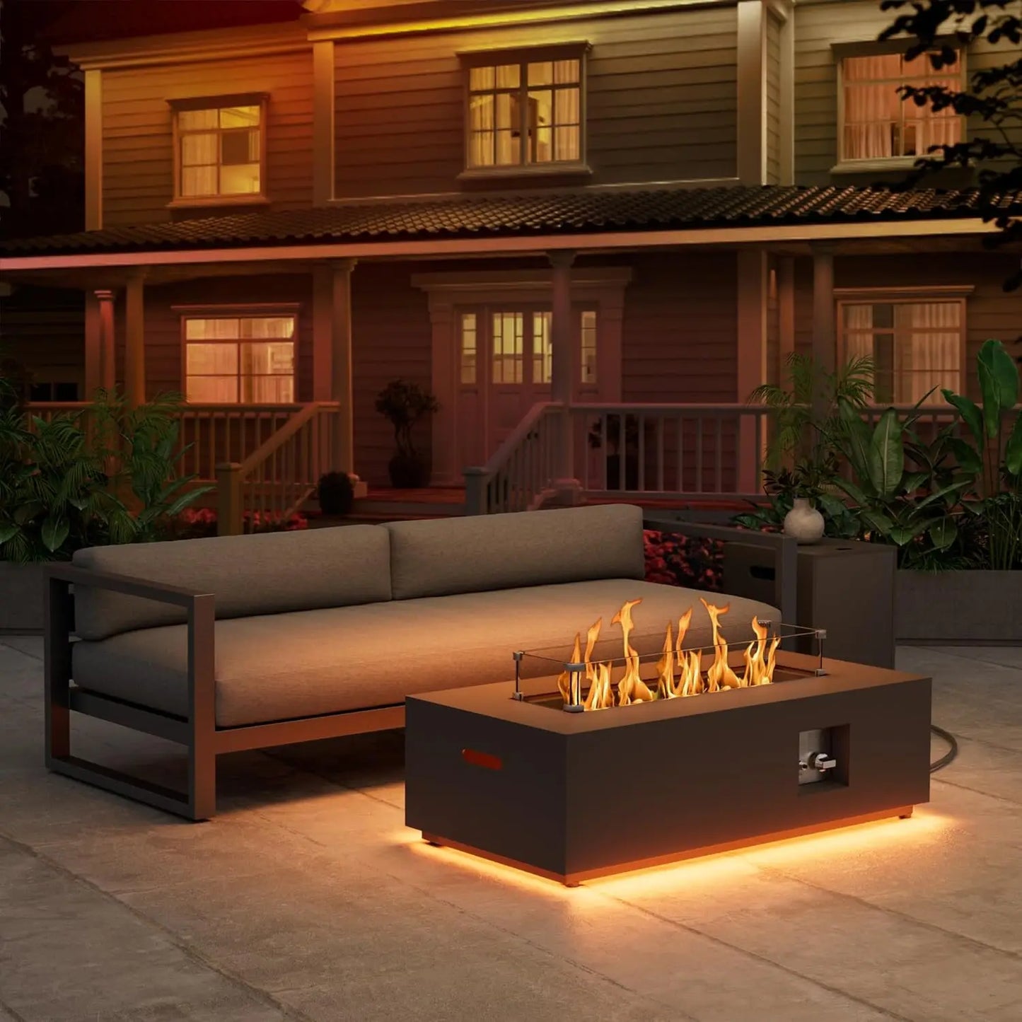 48 Inch Propane Fire Pit Table 50000 BTU Round Burner Outdoor Patio