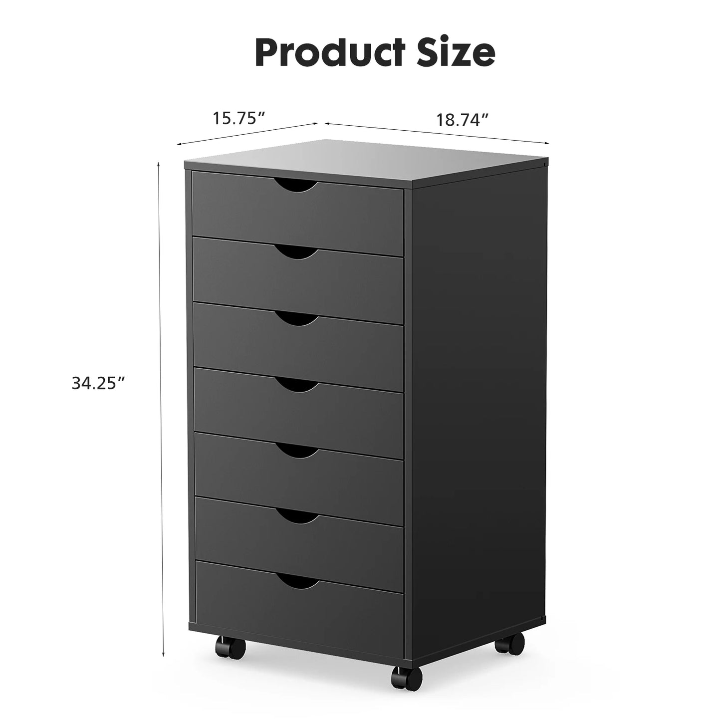 Ljustra 7 Drawer Mobile Storage Cabinet Nightstand Organizer Rolling