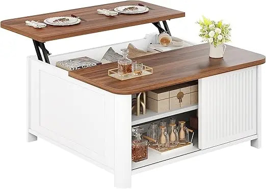 Lift Top Coffee Table with Storage Mid Century Modern Square Design