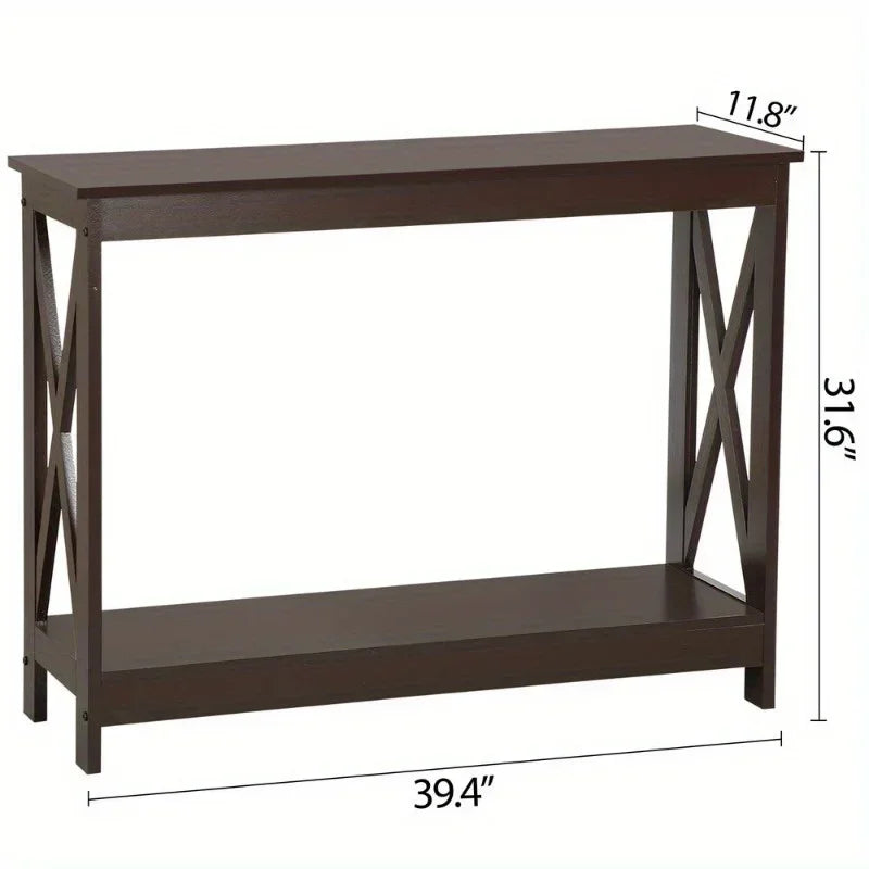 Console Table Entryway Table Narrow Sofa Table 2-Tier Shelves