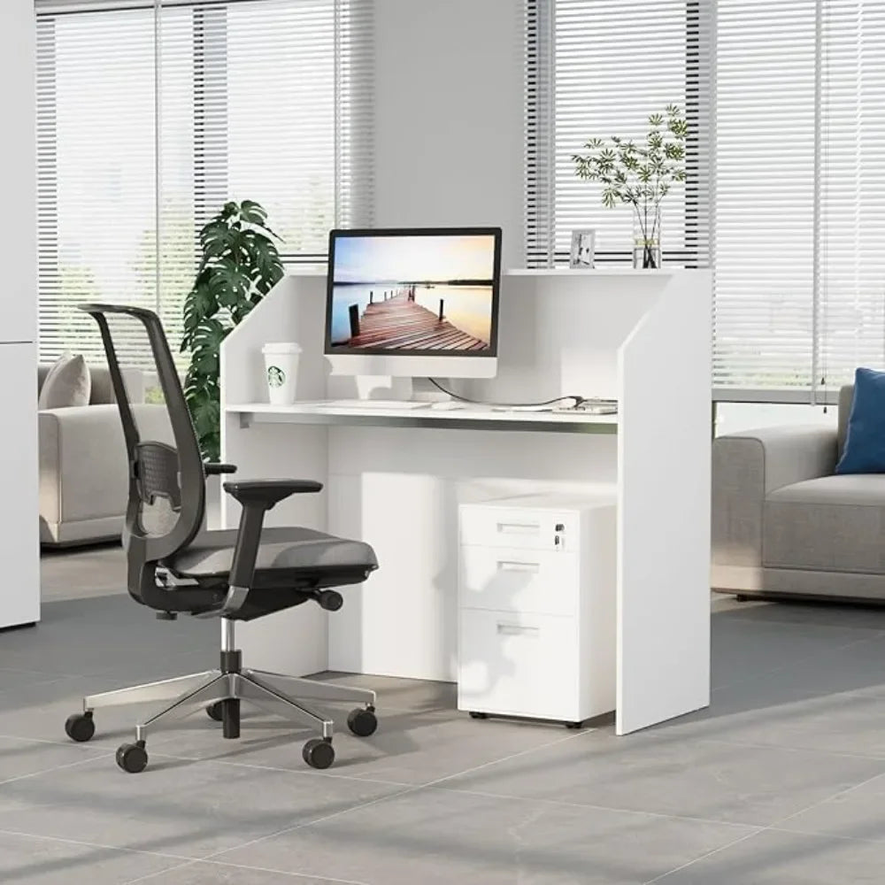 Reception Desk 47 Inch Modern Office Front Desk for Home Office Small Shops