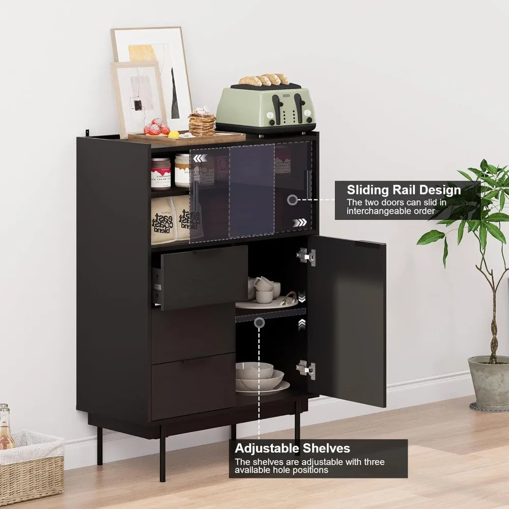 Modern Sideboard Cabinet with Storage Buffet 31.5x45 Sliding Doors