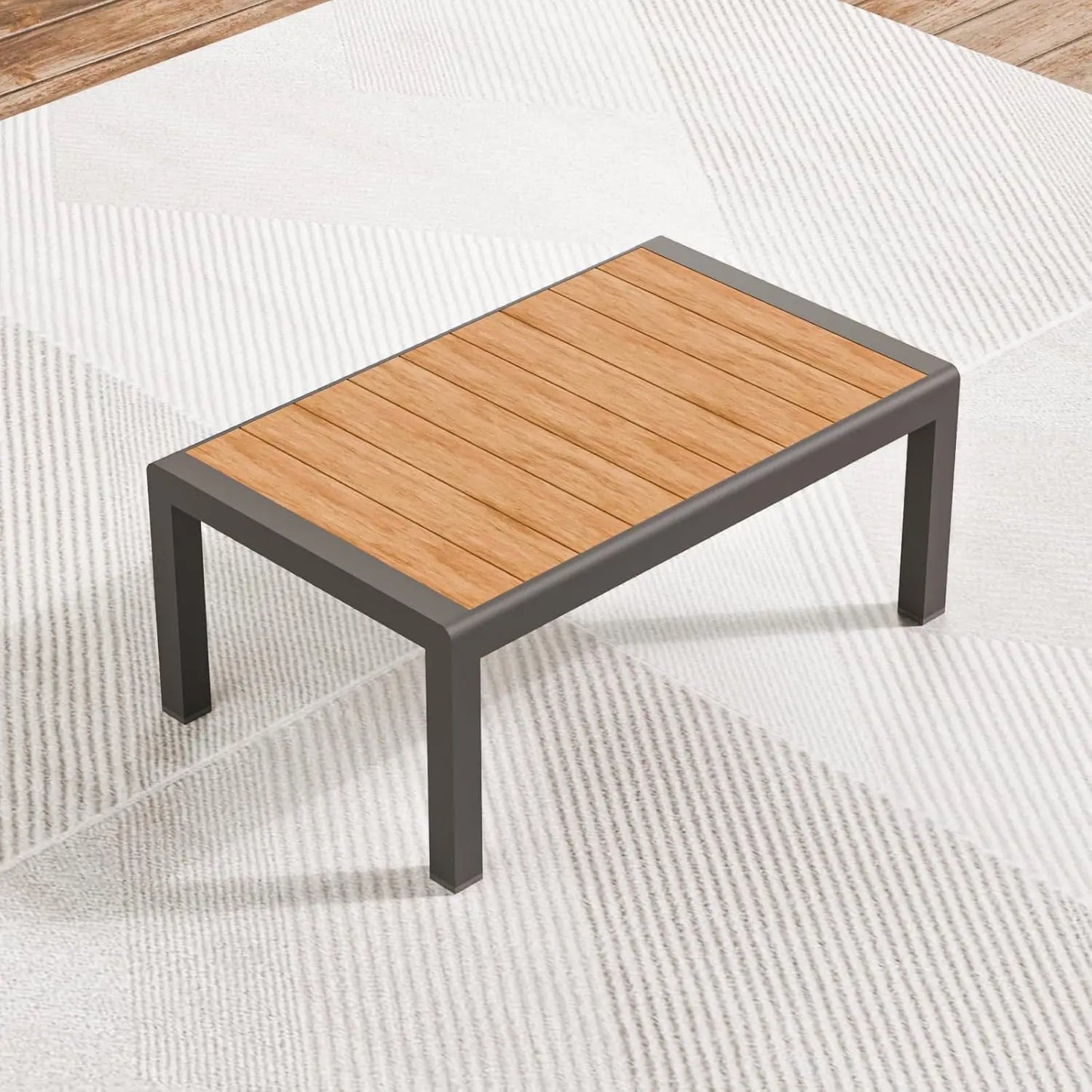 Aluminum Outdoor Coffee Table All-Weather Modern Patio Furniture