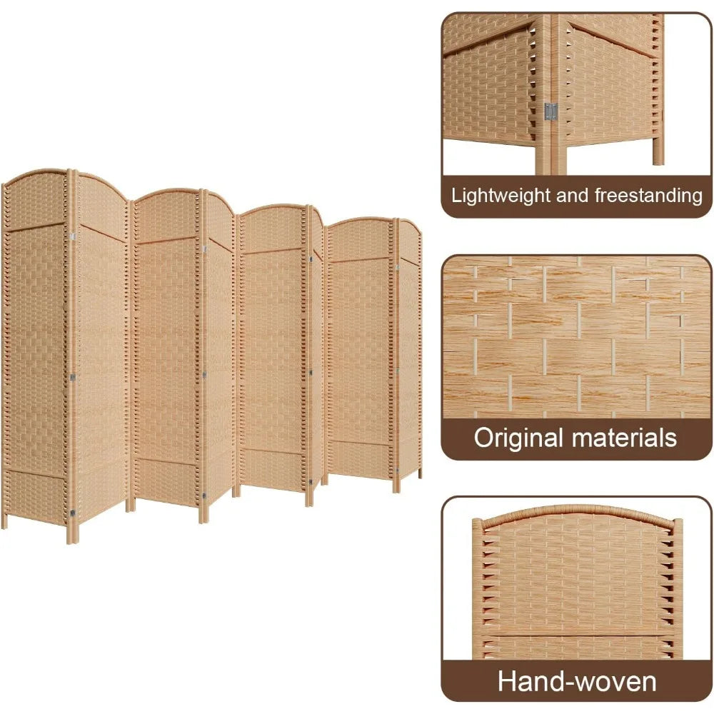 8 Panel Folding Room Divider Privacy Screen Extra Wide Partition