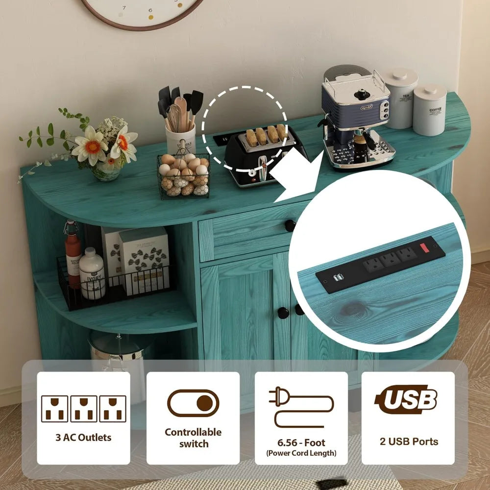 Sideboard Buffet Cabinet with Power Outlet and Storage for Kitchen