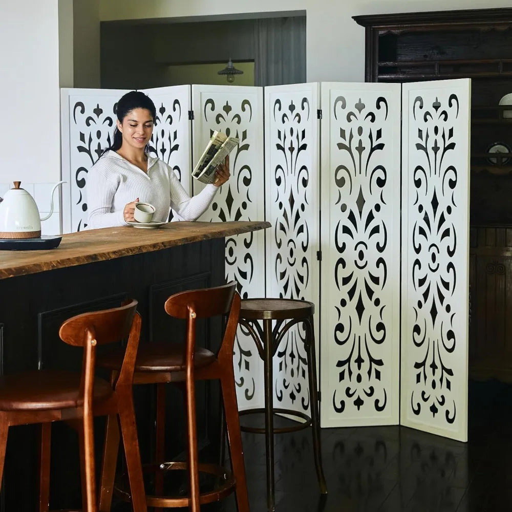 5.6Ft Room Divider Folding Wooden Partition Screen for Home Office Garden