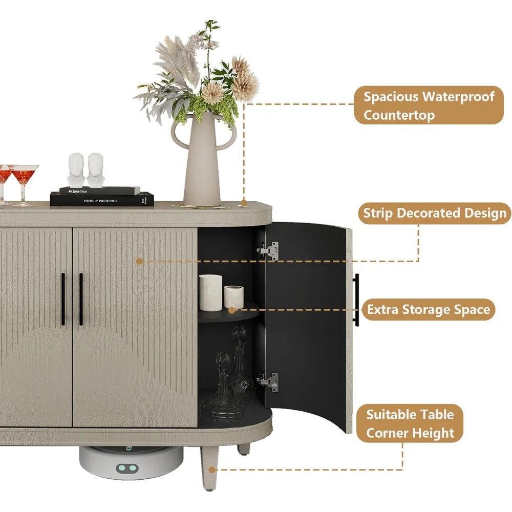 Modern Sideboard Buffet Cabinet with 4 Doors for Living Room Kitchen