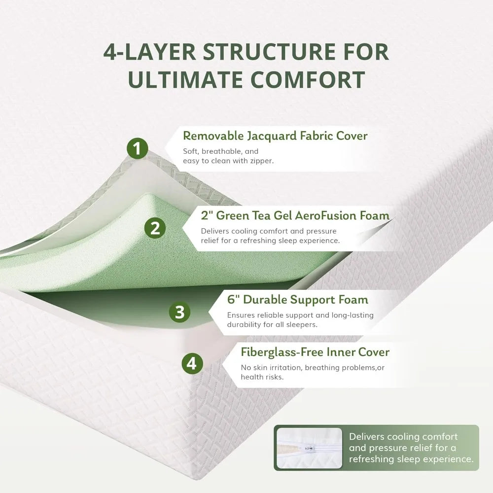 Ljustra Kids Bunk Bed Mattress Memory Foam Cooling Pressure Relief