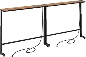 2-Pack Adjustable Height Console Table with Power Outlets for Living Room
