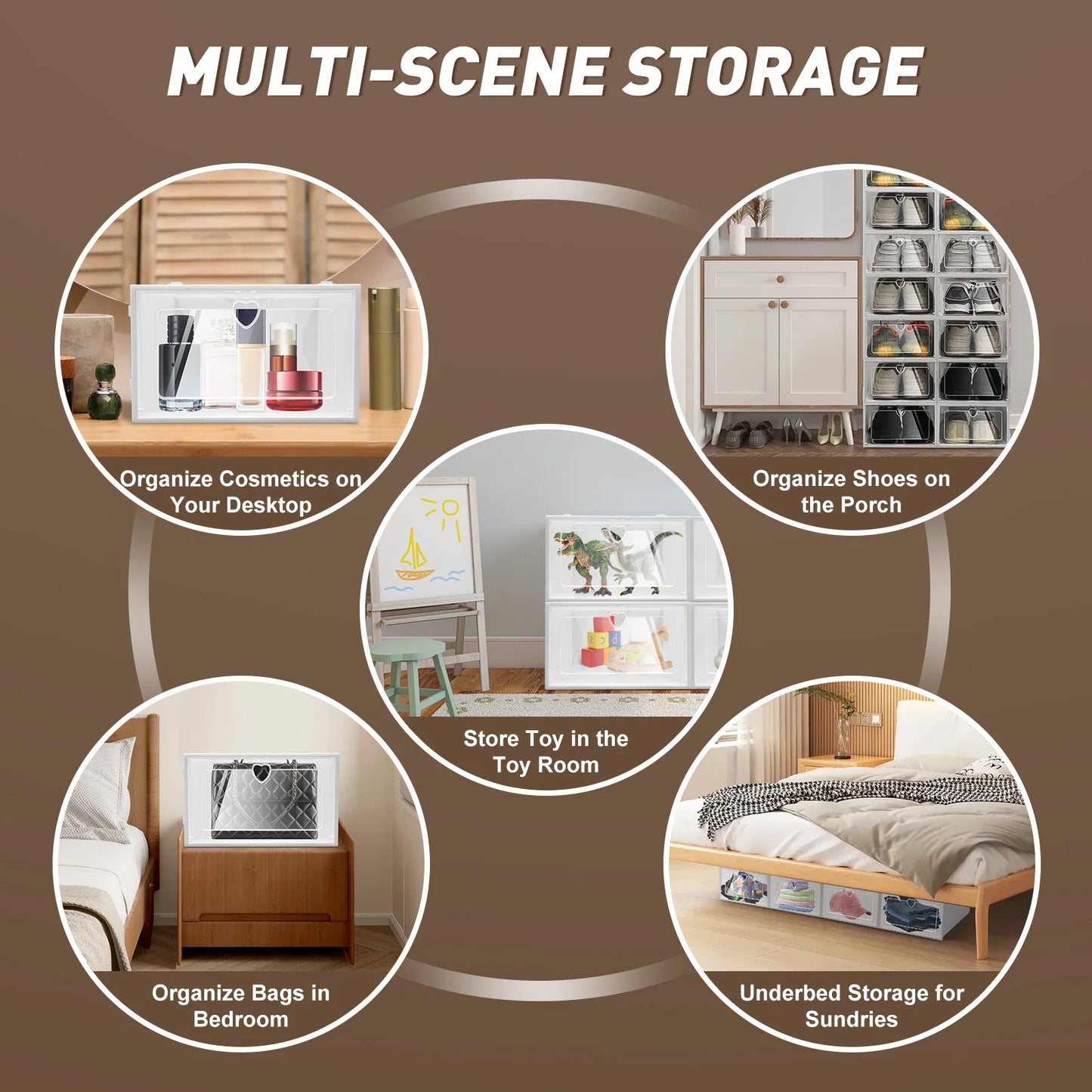 20pcs Transparent Stackable Shoe Organizer Storage Box Display Case