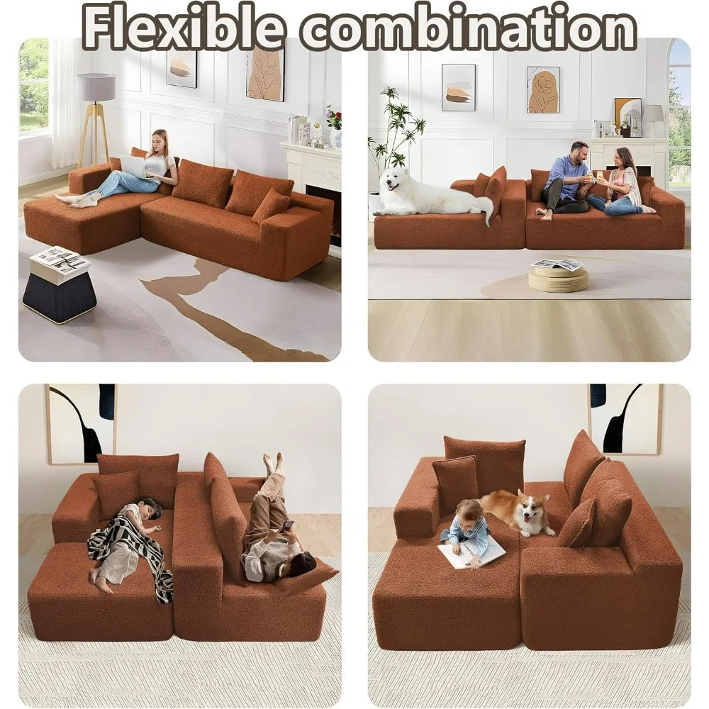 Modern L-Shape Modular Sectional Couch with Chaise Lounge