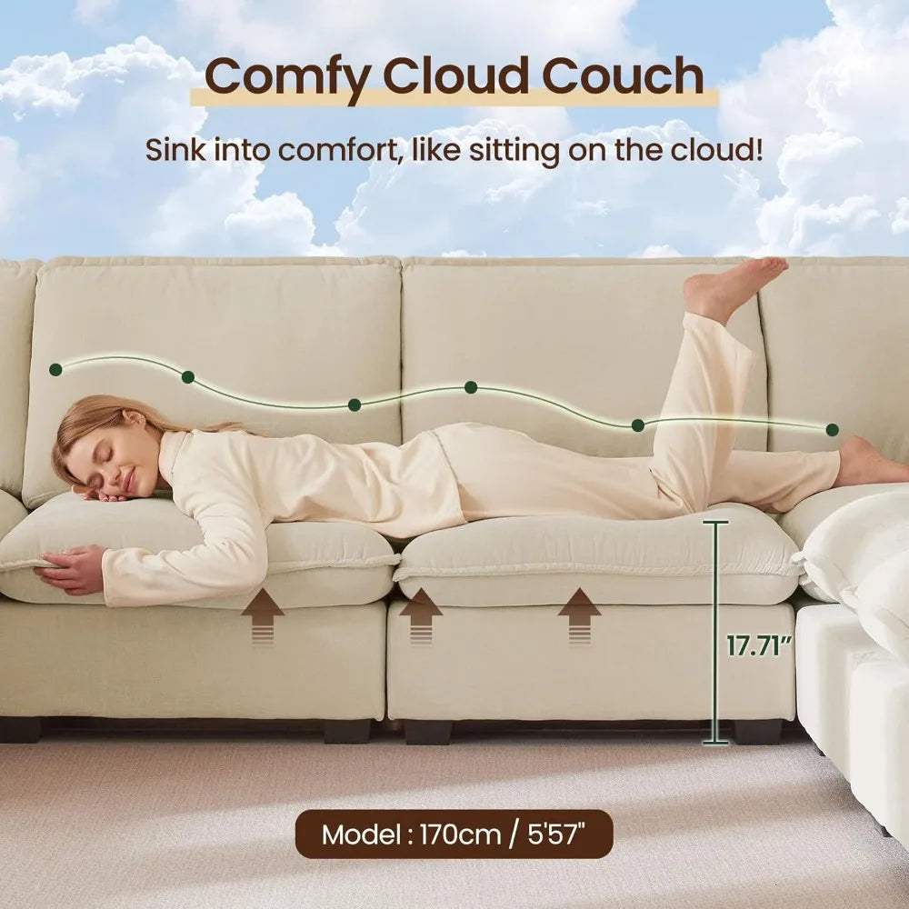 Ljustra Modular Sectional Sofa Deep Seat Reversible Chaise Couch