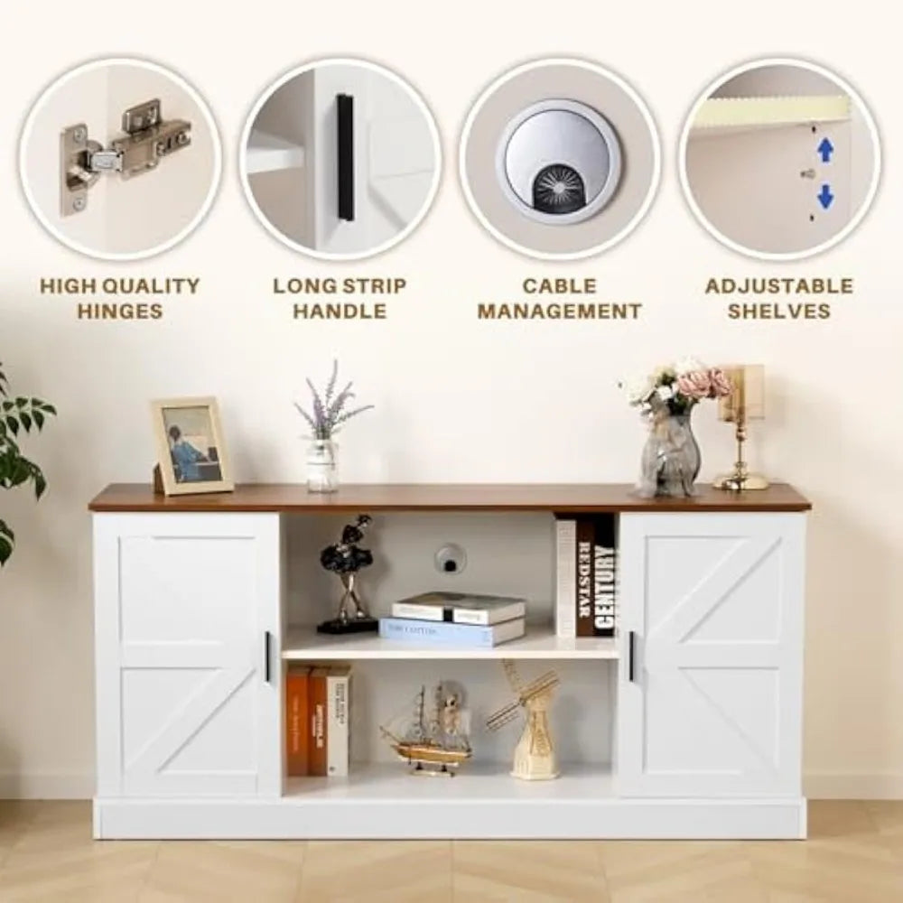 TV Stand for TVs up to 65” Modern Wood Entertainment Center with Storage