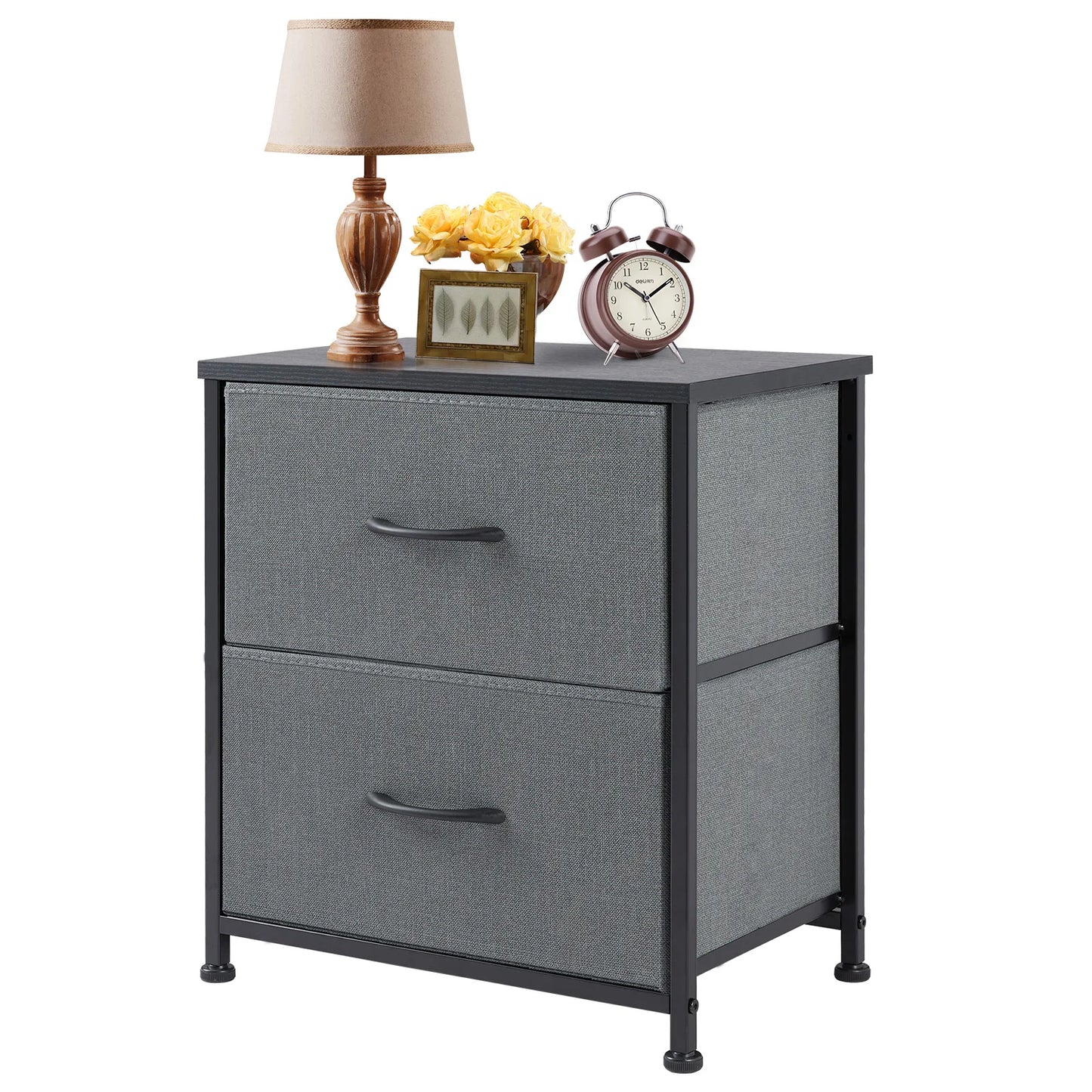 Ljustra Nightstand Bedside Table with 2 Fabric Drawers for Storage