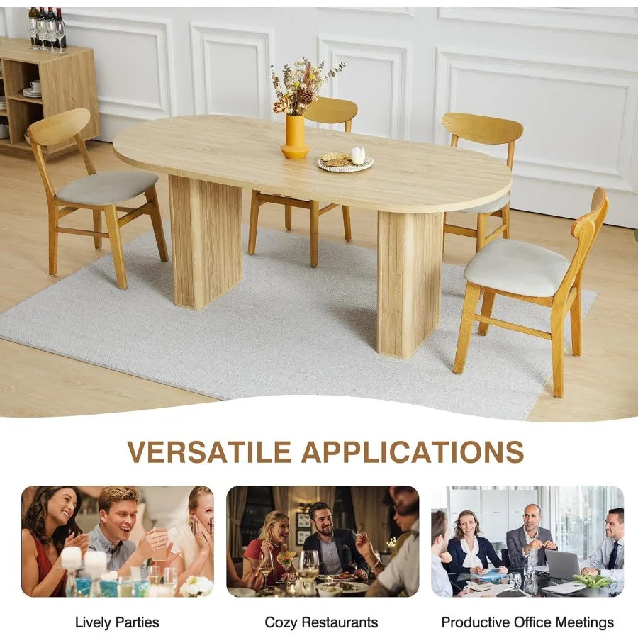 70.8 Inch Oval Kitchen Dining Table for 4-6 People Modern Farmhouse