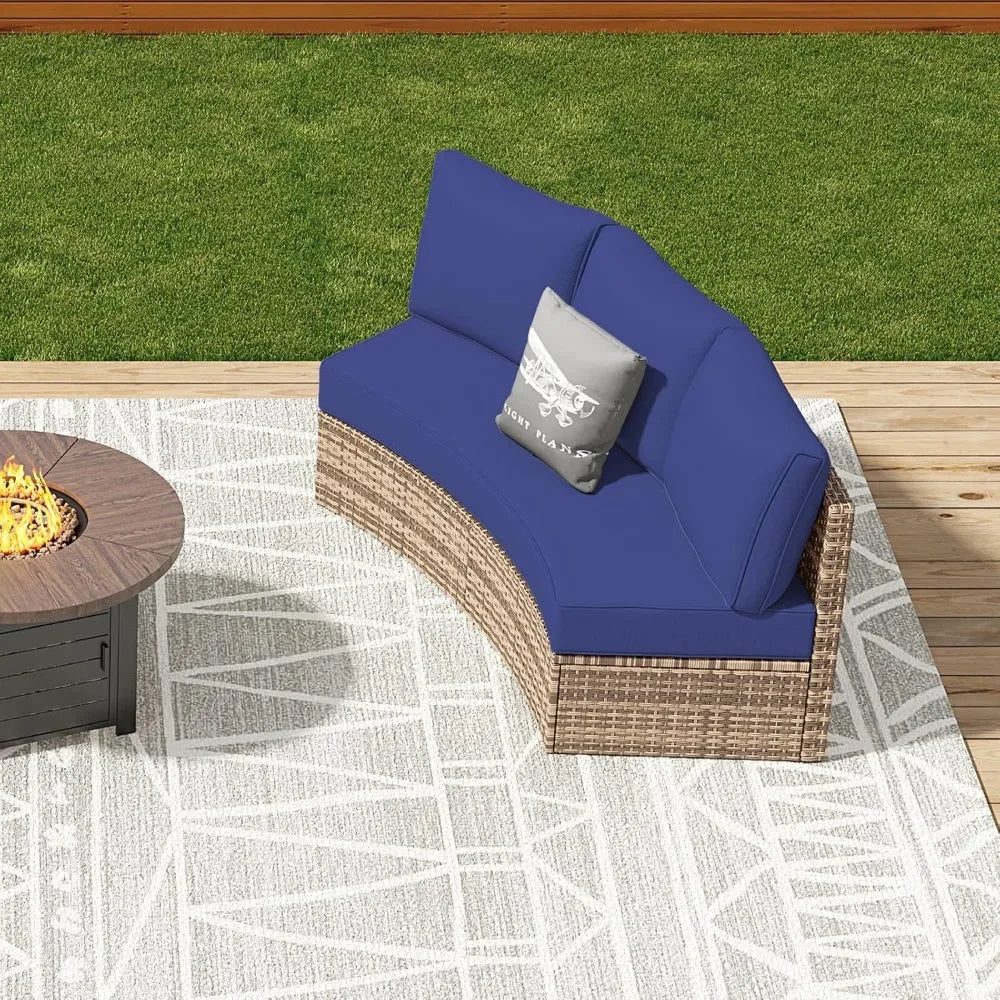 Ljustra Half-Moon Sectional Sofa Set Outdoor Patio Furniture with Cushions
