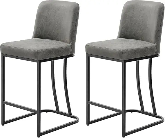 Bar Stools Set of 2 Modern Kitchen Counter Height Leather Bar Chairs