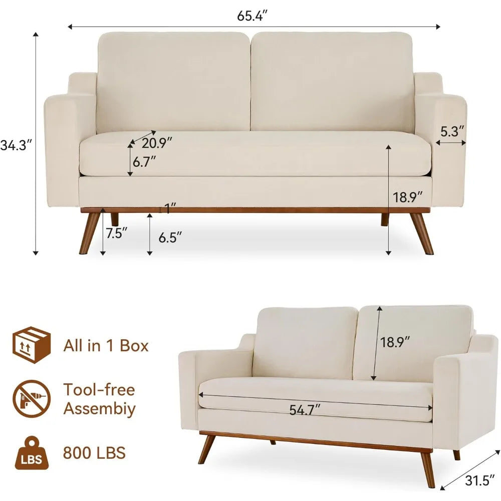 Ljustra 65.4 Inch Loveseat Sofa Modern Couch for Living Room Bedroom