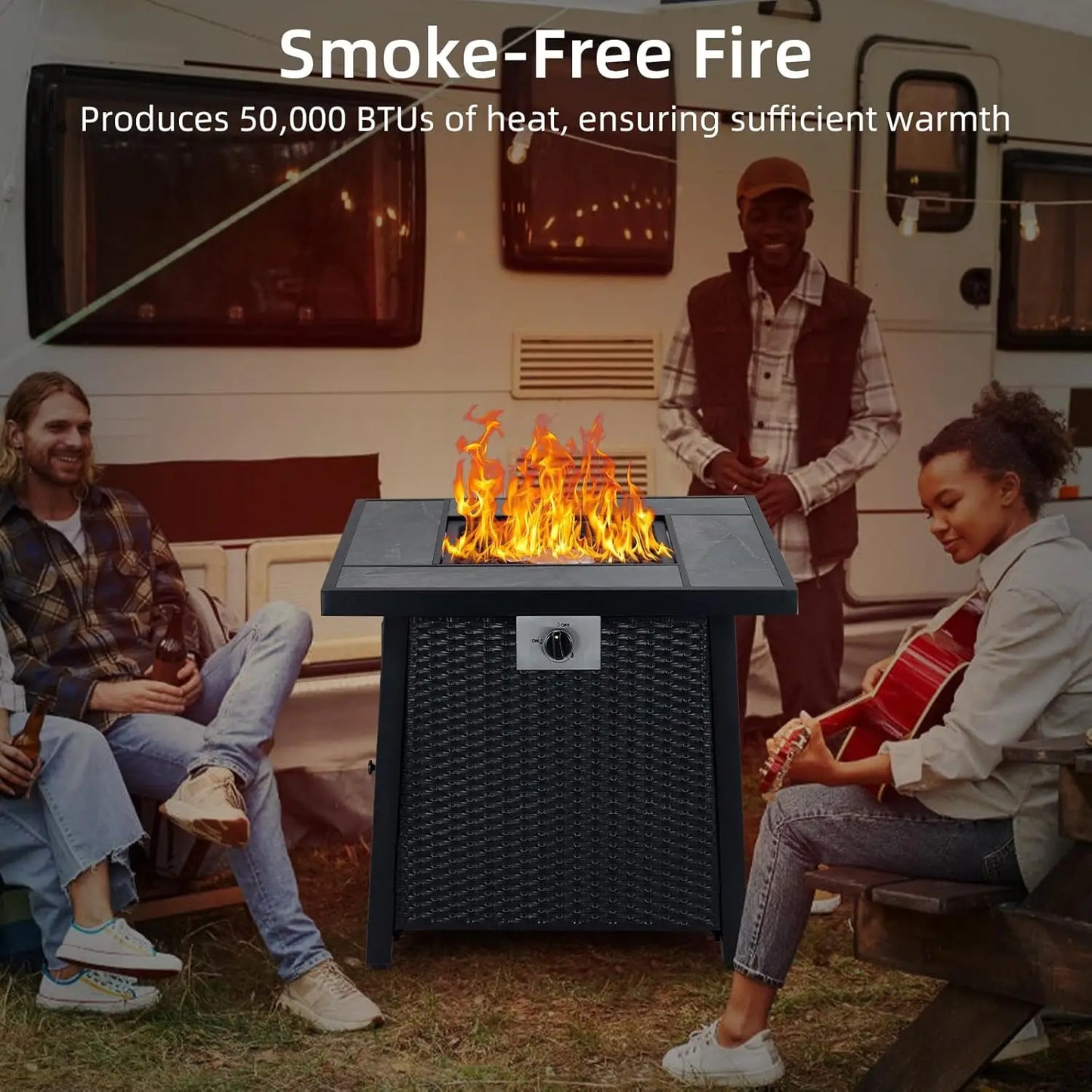 28 Inch Outdoor Fire Pit Table 50000 BTU Propane Fire Pit for Patio