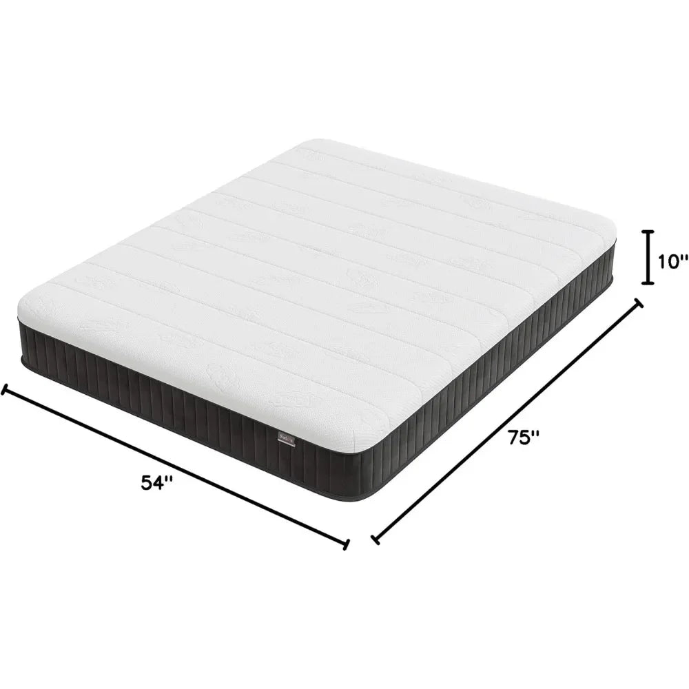 Ljustra Full Size Memory Foam Pocket Spring Hybrid Mattress 10 Inch Medium Firm