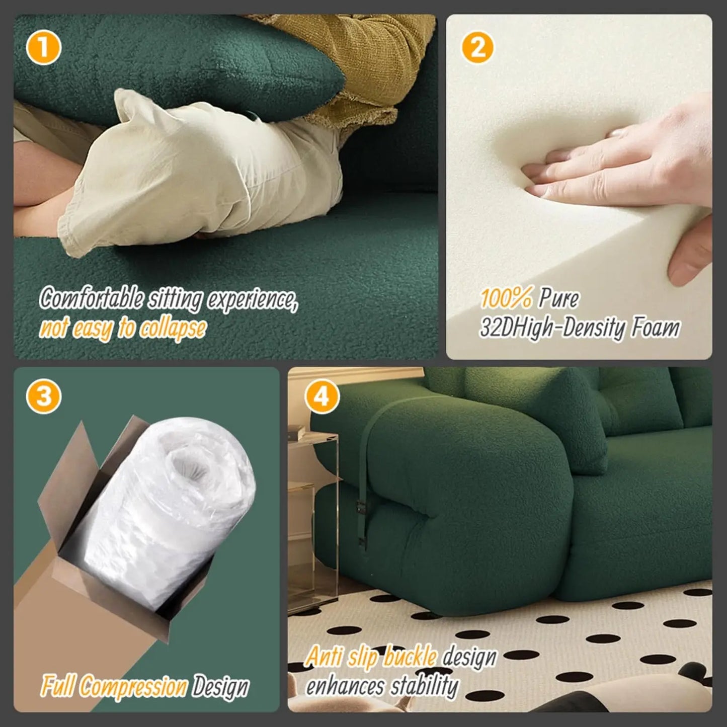 Ljustra Convertible Folding Sofa Bed Memory Foam Sleeper Couch