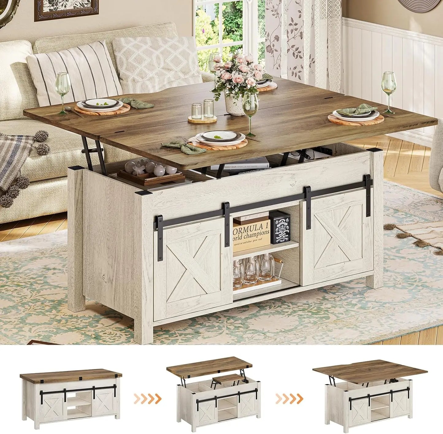 Ljustra Lift Top Coffee Table 4 in 1 Multi-Function Storage Table