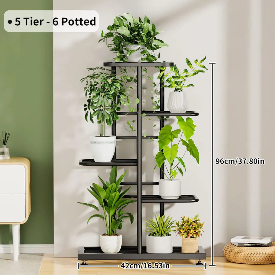 Ljustra Plant Shelves Iron Potted Flower Stand Indoor Outdoor Organizer