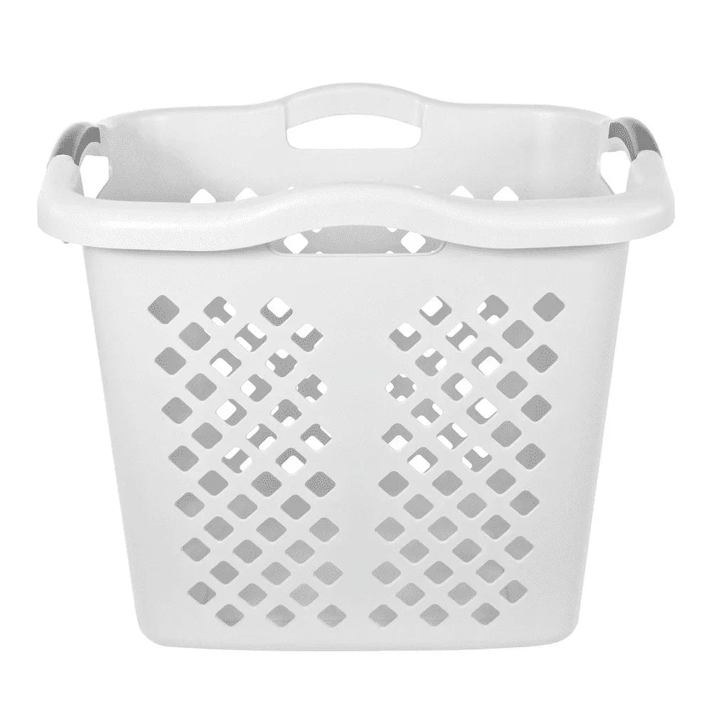 2 Bushel Plastic Laundry Basket Hamper with 4 Handles Durable Versatile