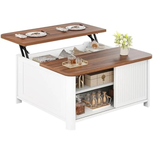 Lift Top Coffee Table with Storage Mid Century Modern Square Design