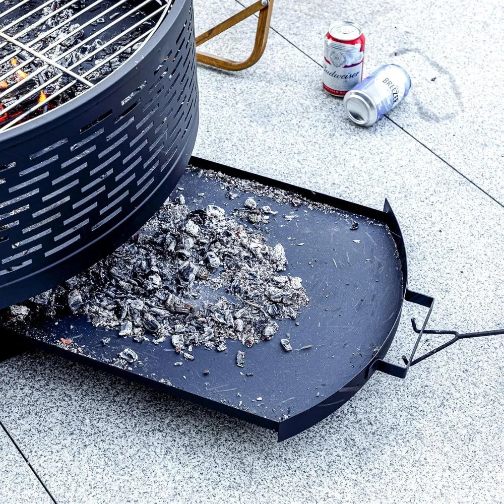 32 Inch Wood Burning Fire Pit Table with Grill Lid Waterproof Cover