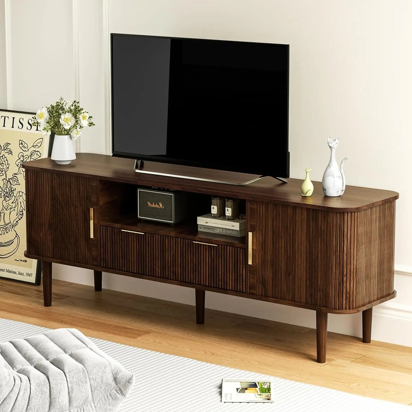Ljustra Mid Century Modern 62.4 Inch TV Stand Media Console Table