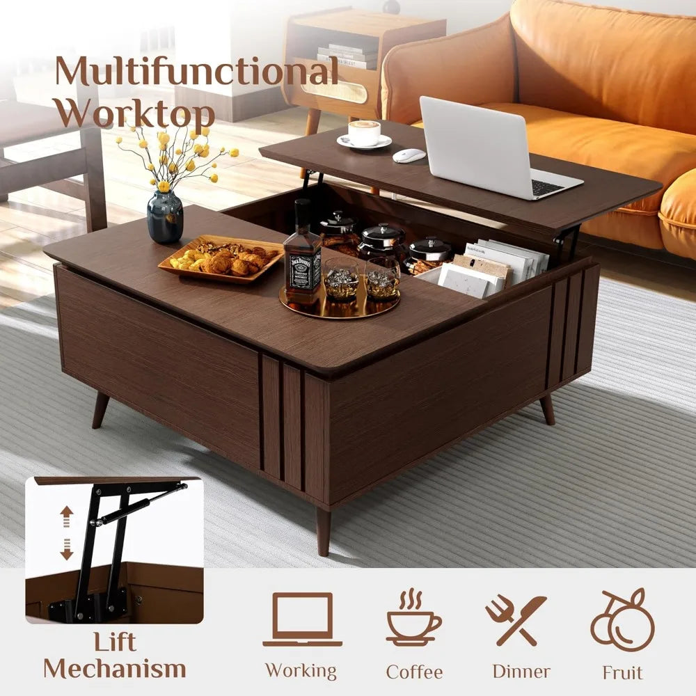 Lift Top Coffee Table Storage Mid Century Modern Living Room Furniture