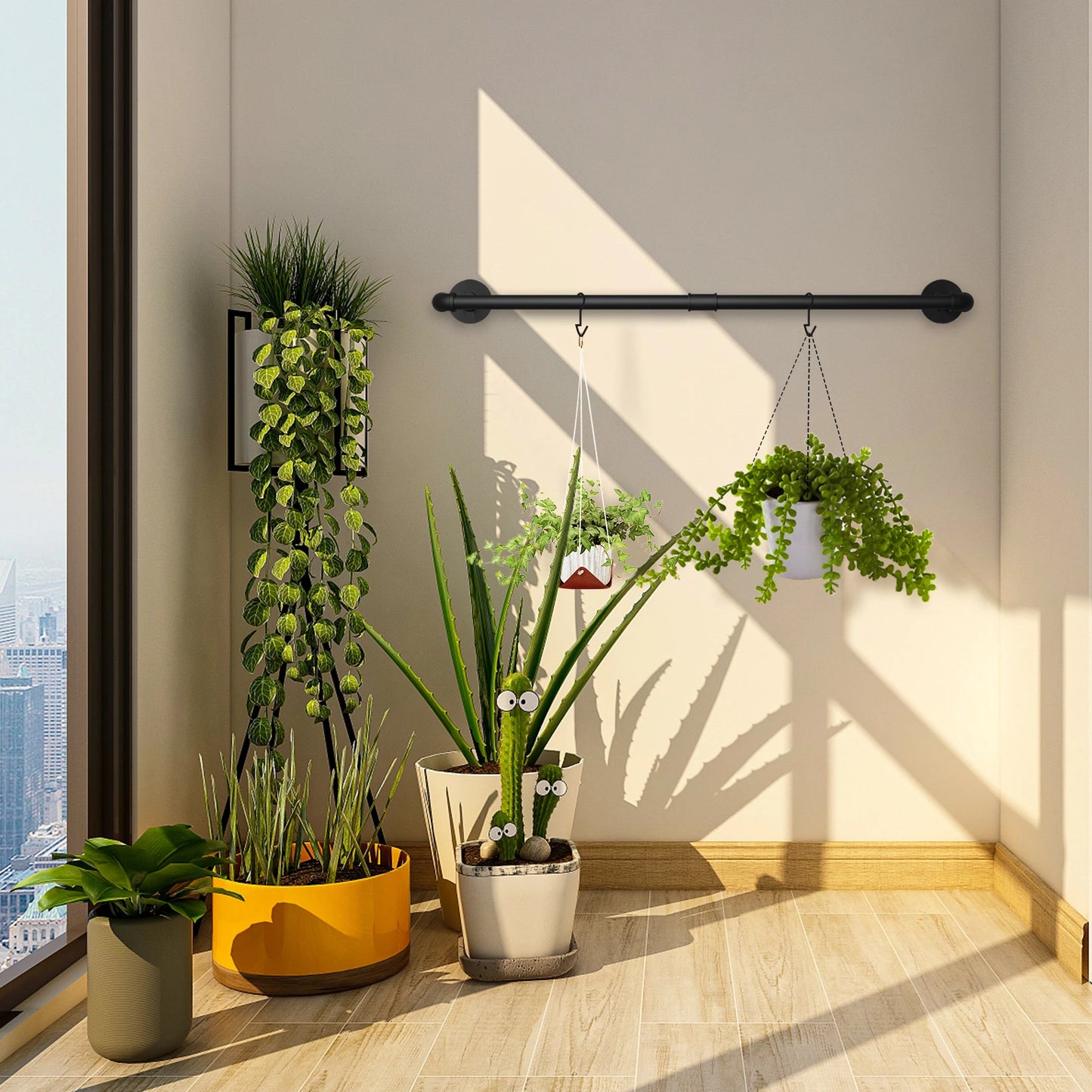 Wall Mounted Industrial Pipe Clothes Rail Set of 2 Coat Rack