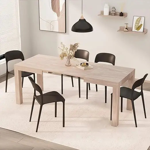 Ljustra Extendable Dining Table 47 to 79 Inch Modern Grey Concrete Effect