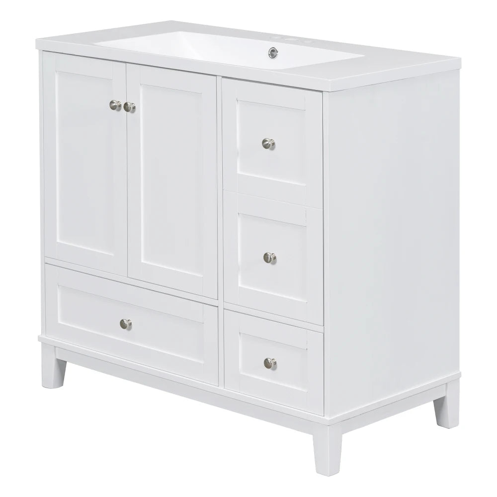 36 Inch Modern Bathroom Vanity with USB Charging and Ample Storage