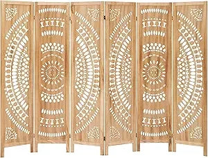 Boho 6 Panel Room Divider Folding Privacy Screen Modern Partition