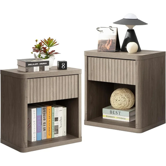 Modern Nightstand Set of 2 with Storage Drawer Minimalist Design