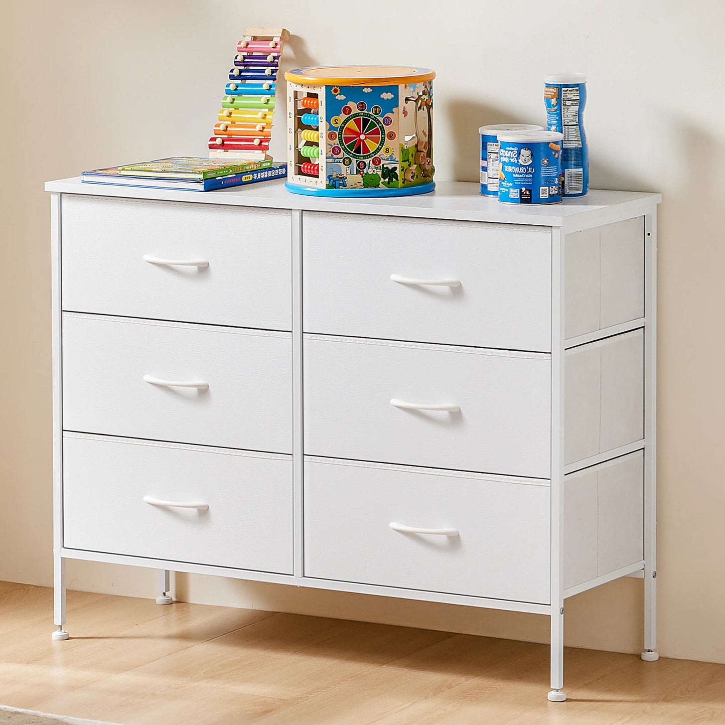 Ljustra 6 Drawer Nightstand Modern Storage Table for Bedroom Living Room