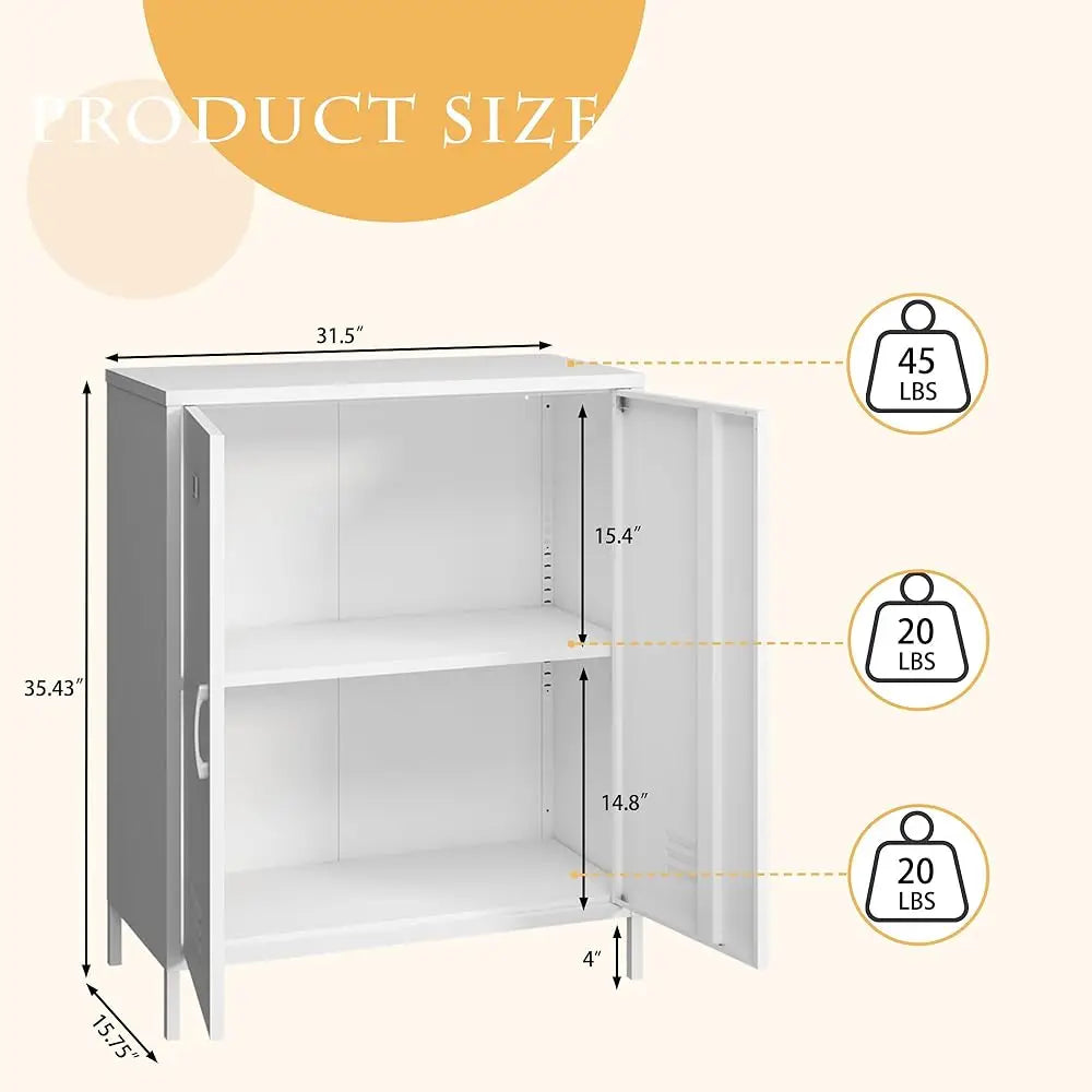 Metal Storage Cabinet 2 Door Steel Locker Sideboard Buffet Console Table