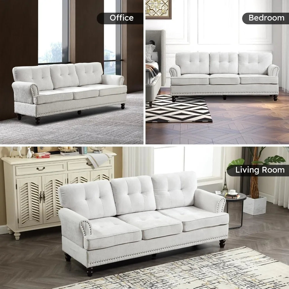 Ljustra 3 Seat Loveseat Sofa Rivet Design Mid-Century Modern